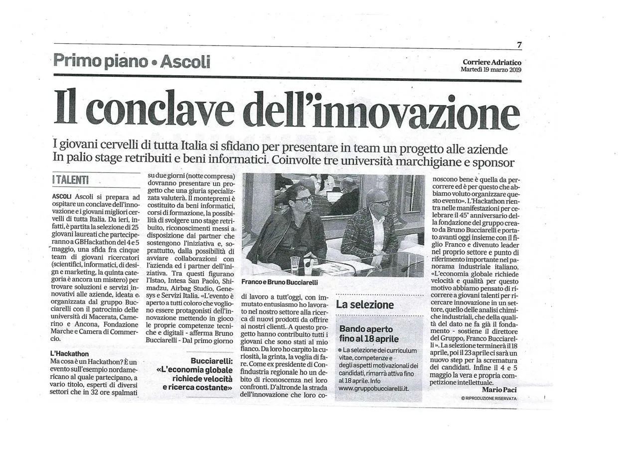 Corriere Adriatico - 19/03/2019 - Il conclave dell'innovazione