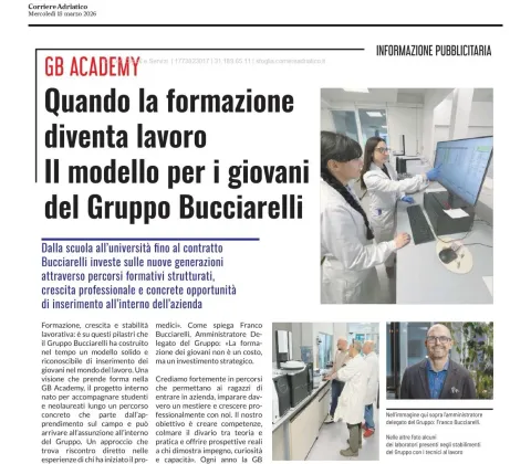 Il Talento al Centro: Il Gruppo Bucciarelli sul Corriere Adriatico