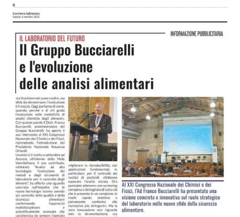 Corriere Adriatico - 04/10/2025 - Il Gruppo Bucciarelli e l'evoluzione delle analisi alimentari